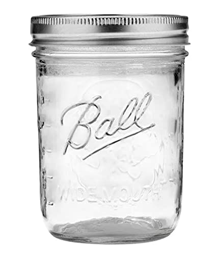 12 Pieces 16oz Wide Mouth Glass Mason Jars with Lid and Band Q591