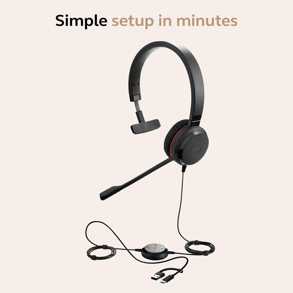 Wired Single-Ear Headset with Mic, Noise-Canceling Microphone, Black B52305