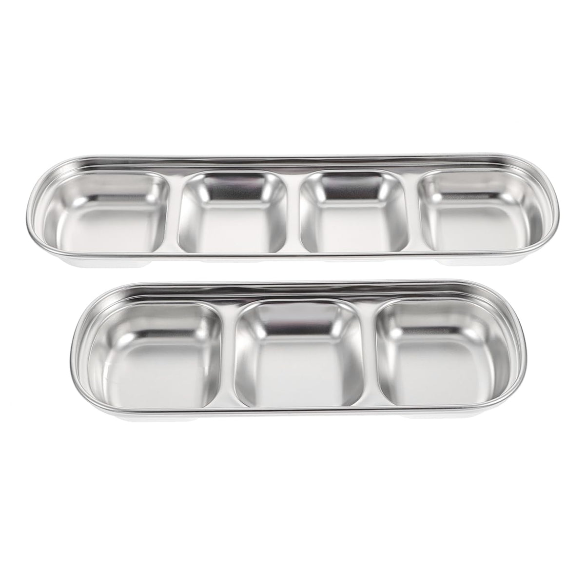 2pcs Stainless Steel Compartment Pet Food Bowls A2600