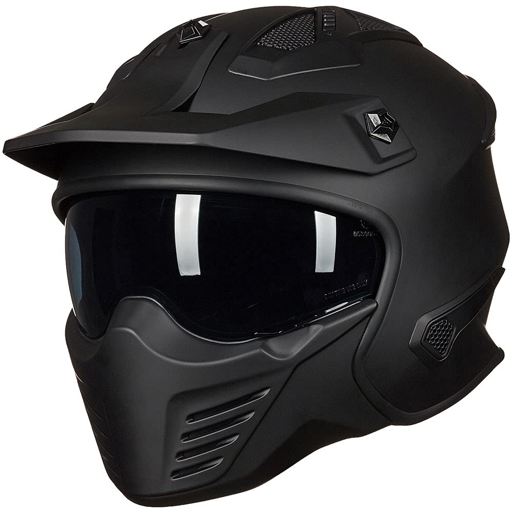 Open Face 3/4 Half Motorcycle Helmet DOT Matte Black M D18798