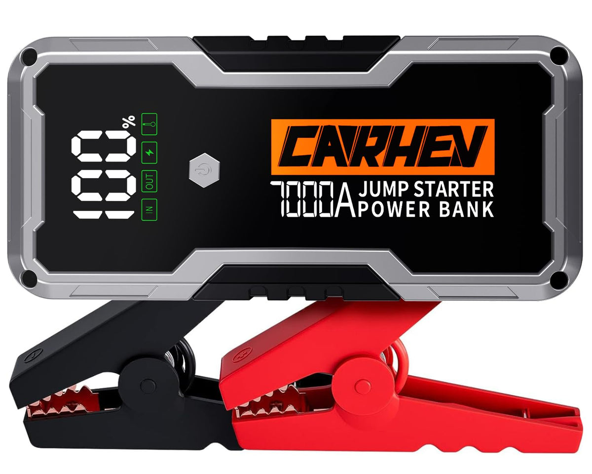 Car Battery Jump Starter Portable 12V with Jumper Cables LED Light H37048