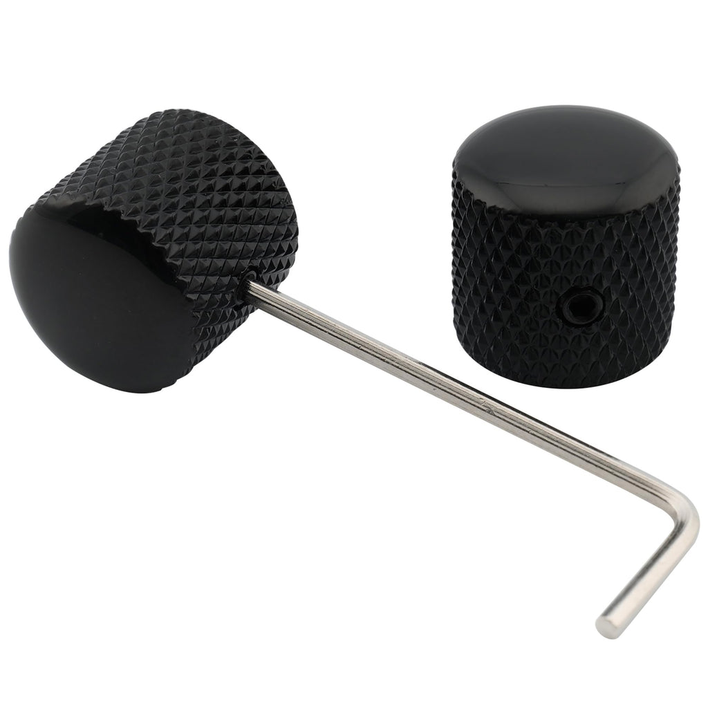 1/4 Inch Steel Dome Knob with Set Screw Black 2Pcs C384289