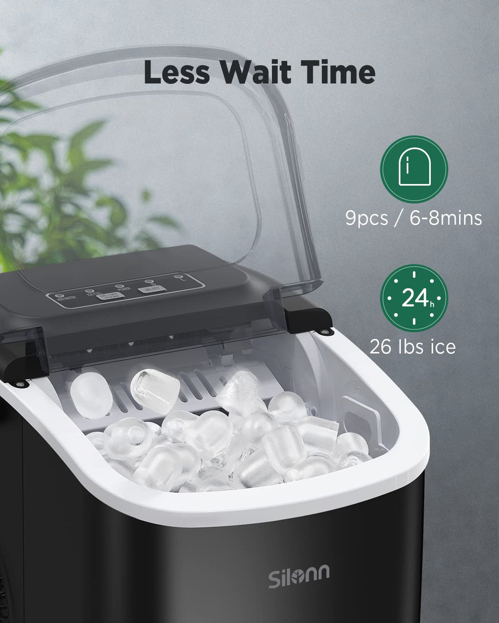 Countertop Ice Maker with Ice Scoop and Basket, Black R1737