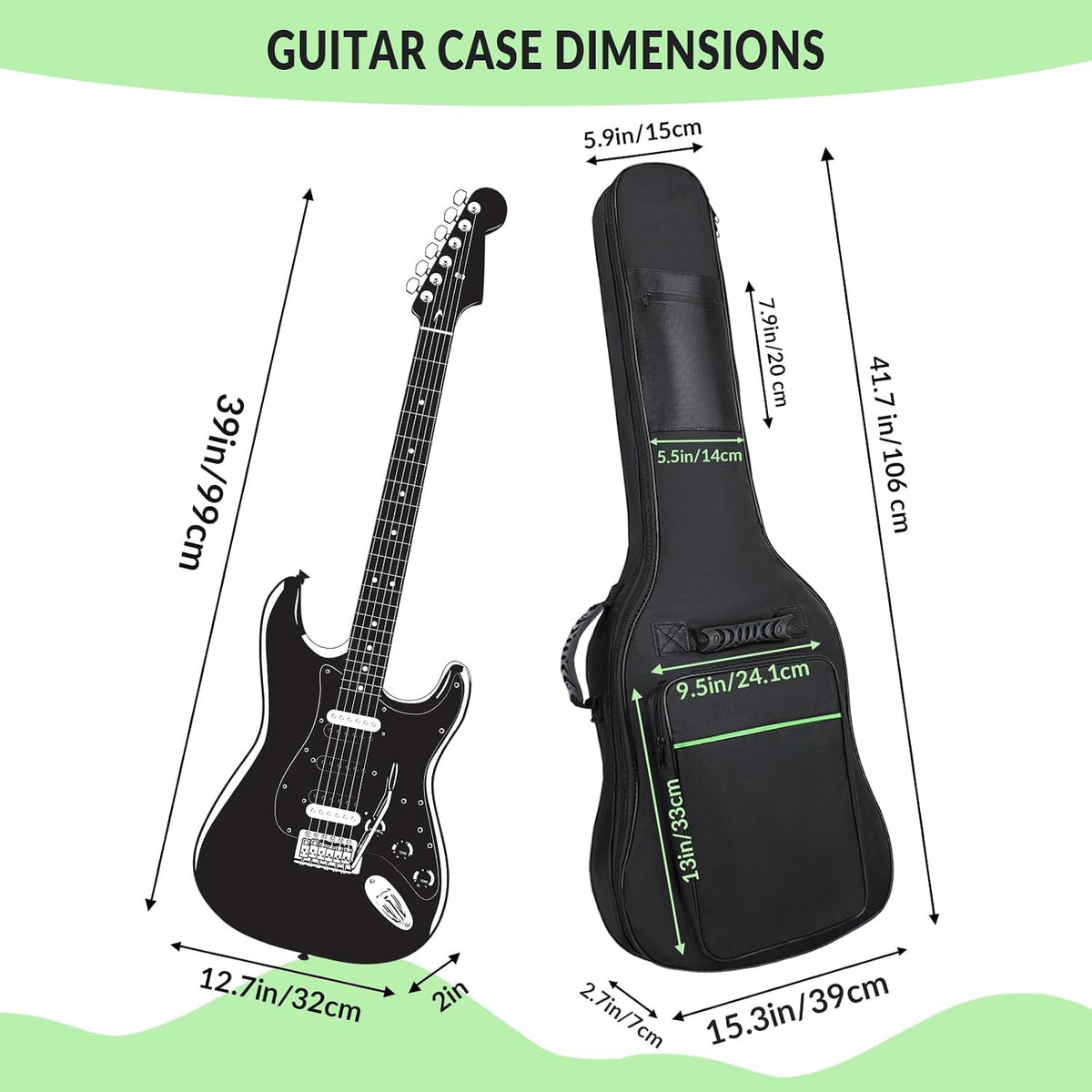 39 Inch 7mm Padding Waterproof Black Electric Guitar Bag P148901