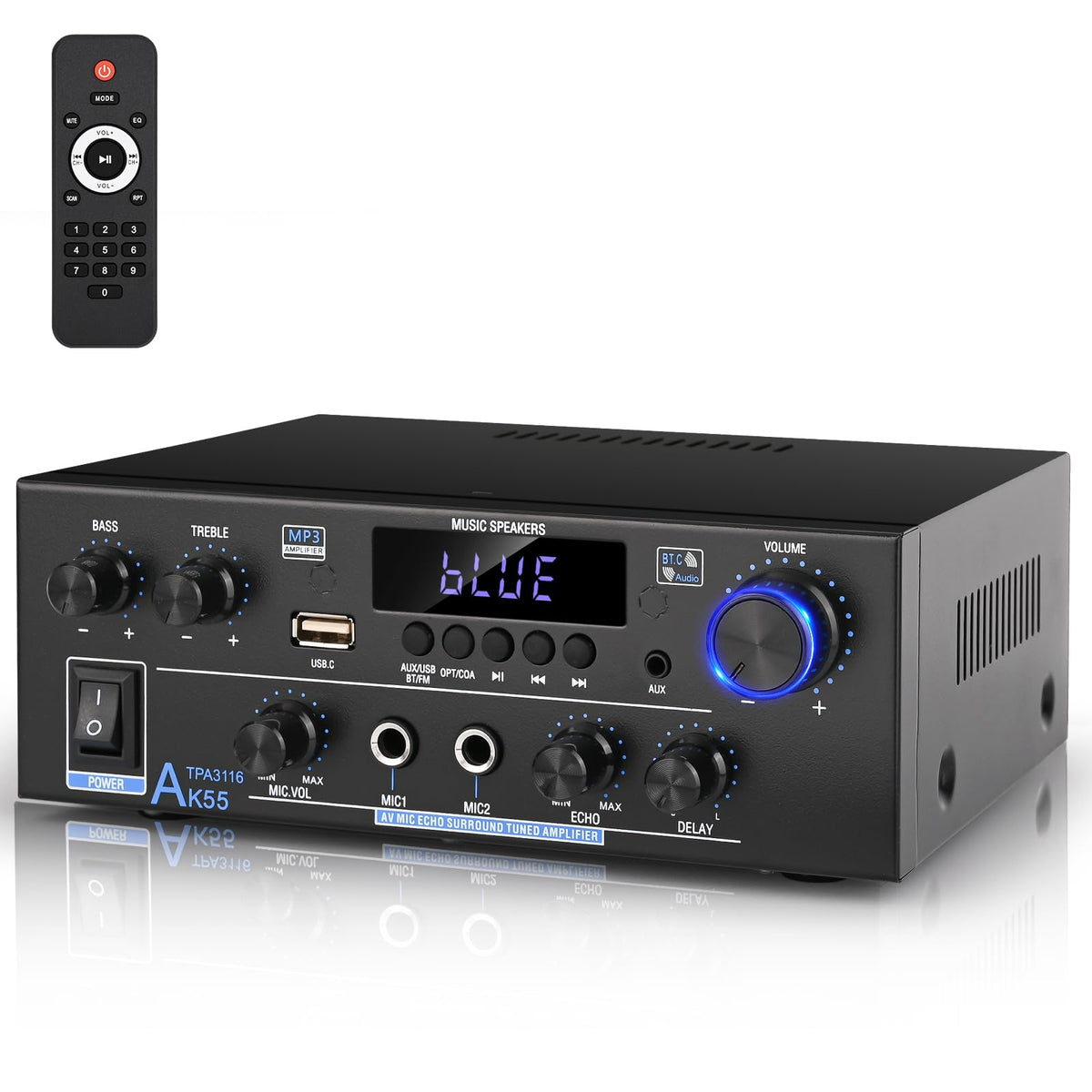 500W 2 Channel Bluetooth Stereo Audio Amplifier K238483