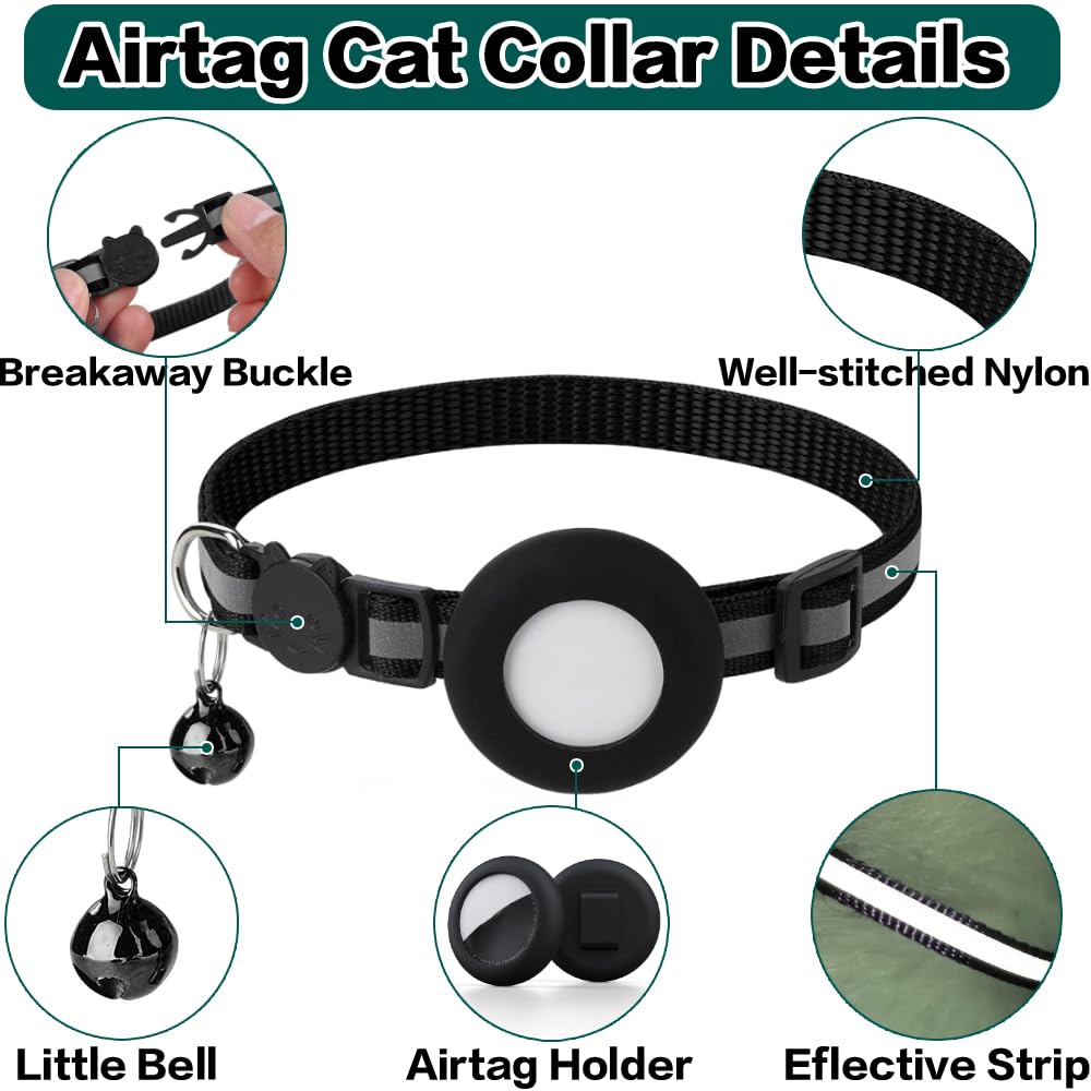 Breakaway Reflective Cat Collar with Air Tag Holder T1549