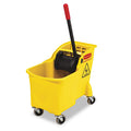 31 QT Tandem Mop Bucket and Wringer Combo on Wheels, Yellow R556