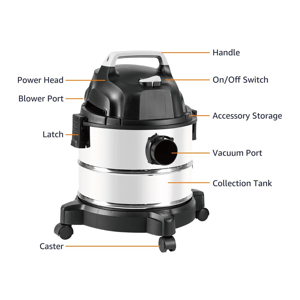 Wet Dry Shop Vacuum Cleaner 4 Gallon Stainless Steel B78895