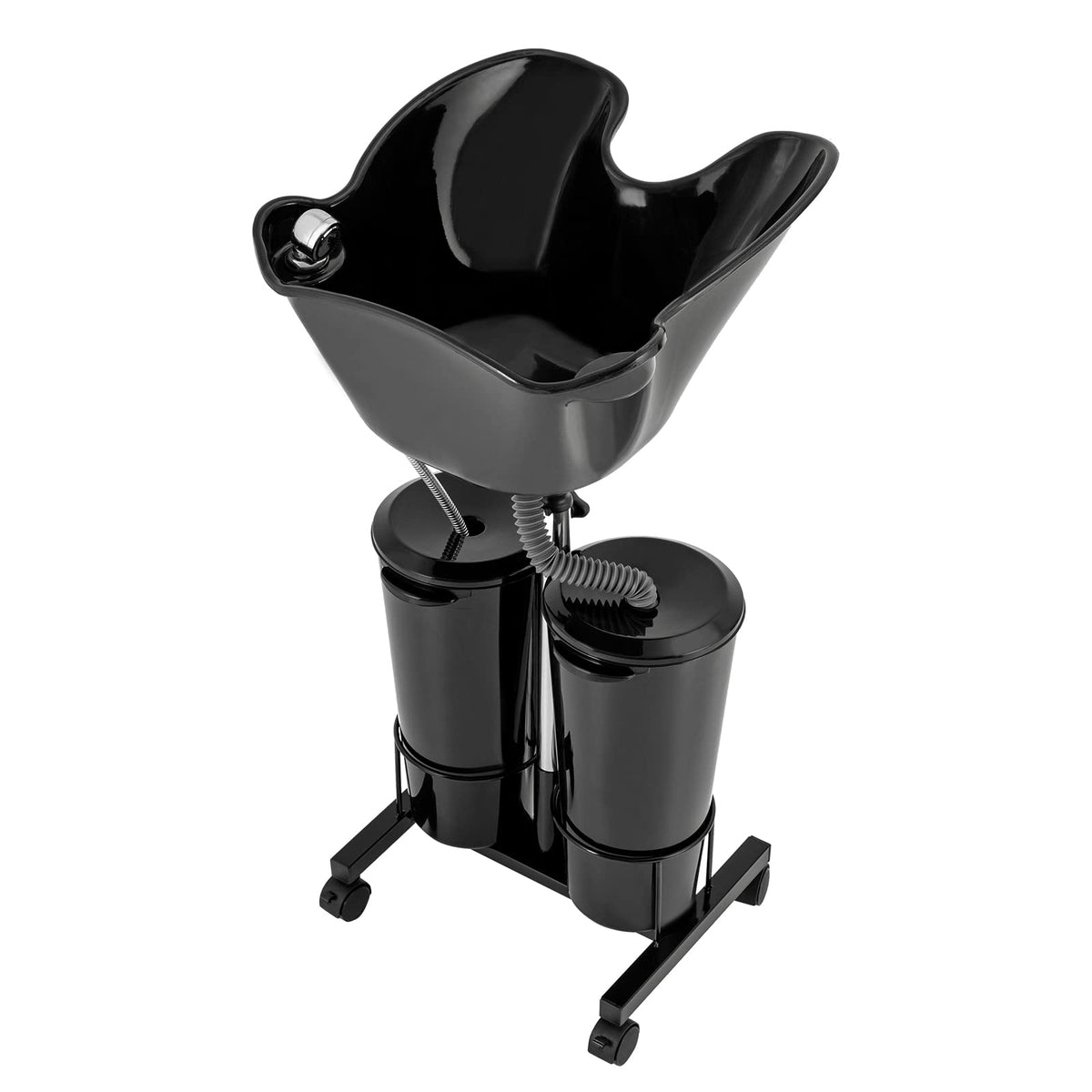 Portable Mobile Shampoo Bowl with Electric Pump, 2 Bucket, Drain Hoses, Height-Adjustable I301348
