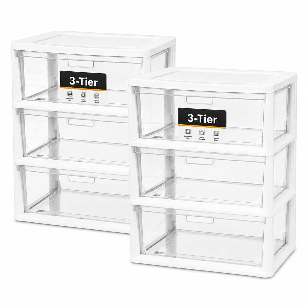 3-Drawer Plastic Storage Tower with Clear Removable Bins I235