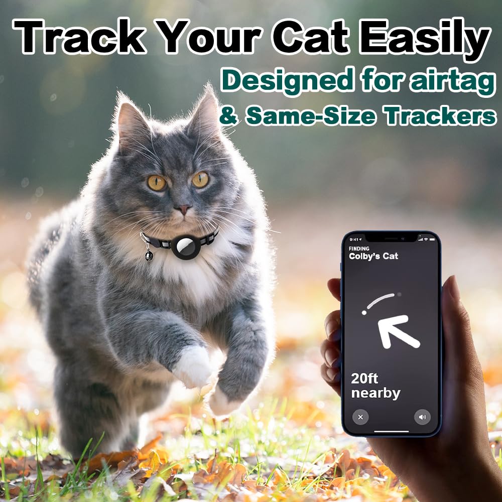 Breakaway Reflective Cat Collar with Air Tag Holder T1549