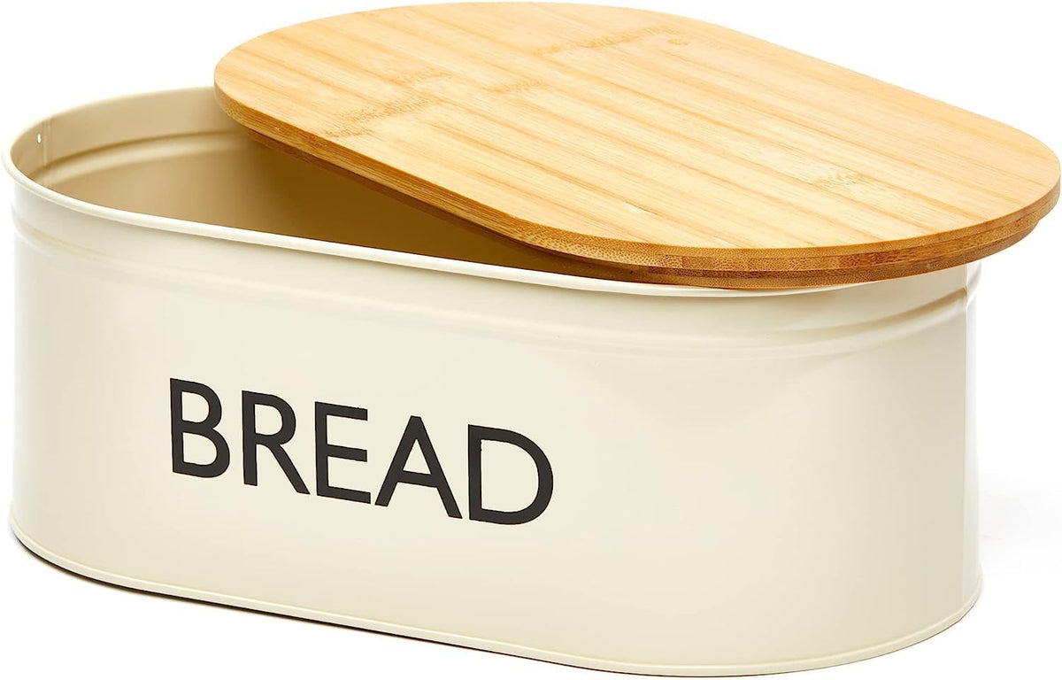 Metal Bread Box with Bamboo Lid C61849