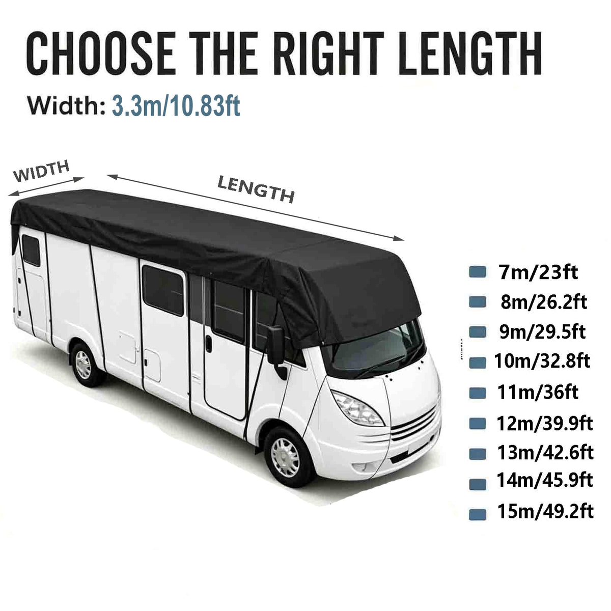 3.3m Camper Cover 210D Oxford Cloth Grey D633