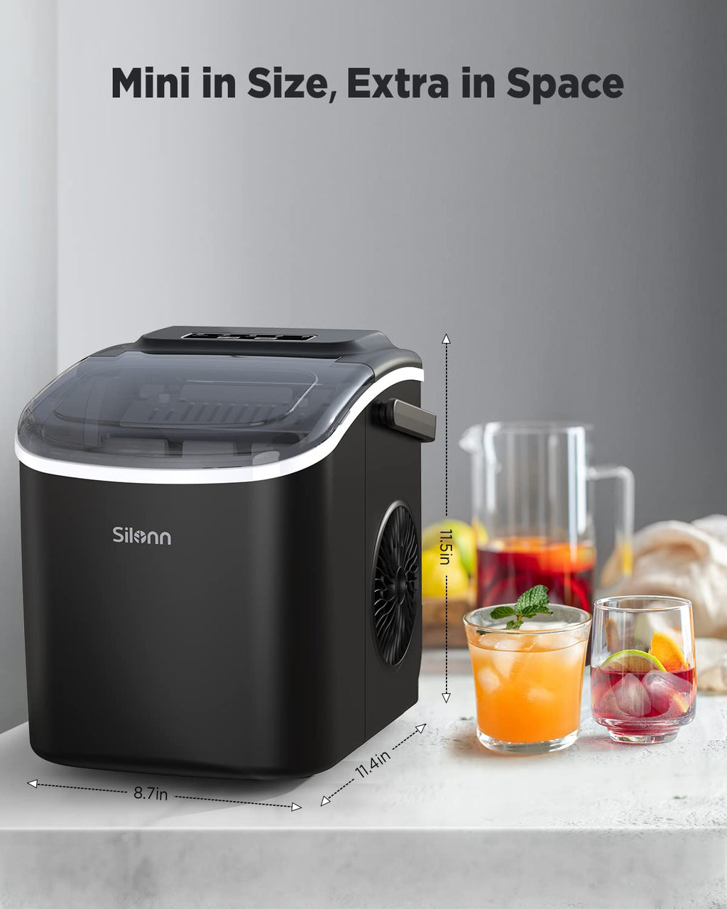Countertop Ice Maker with Ice Scoop and Basket, Black R1737