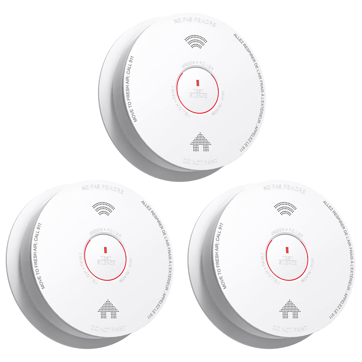 Smoke Detectors 10 Year Sealed Battery Operated 3 Pack F647