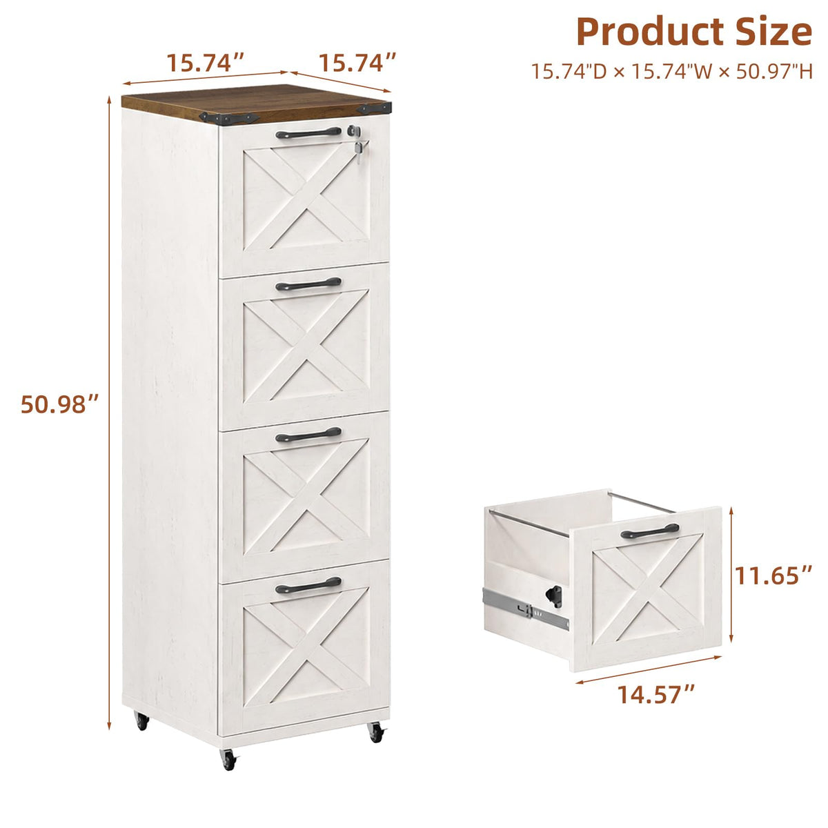 White 4 Drawer Filing Cabinet G373408