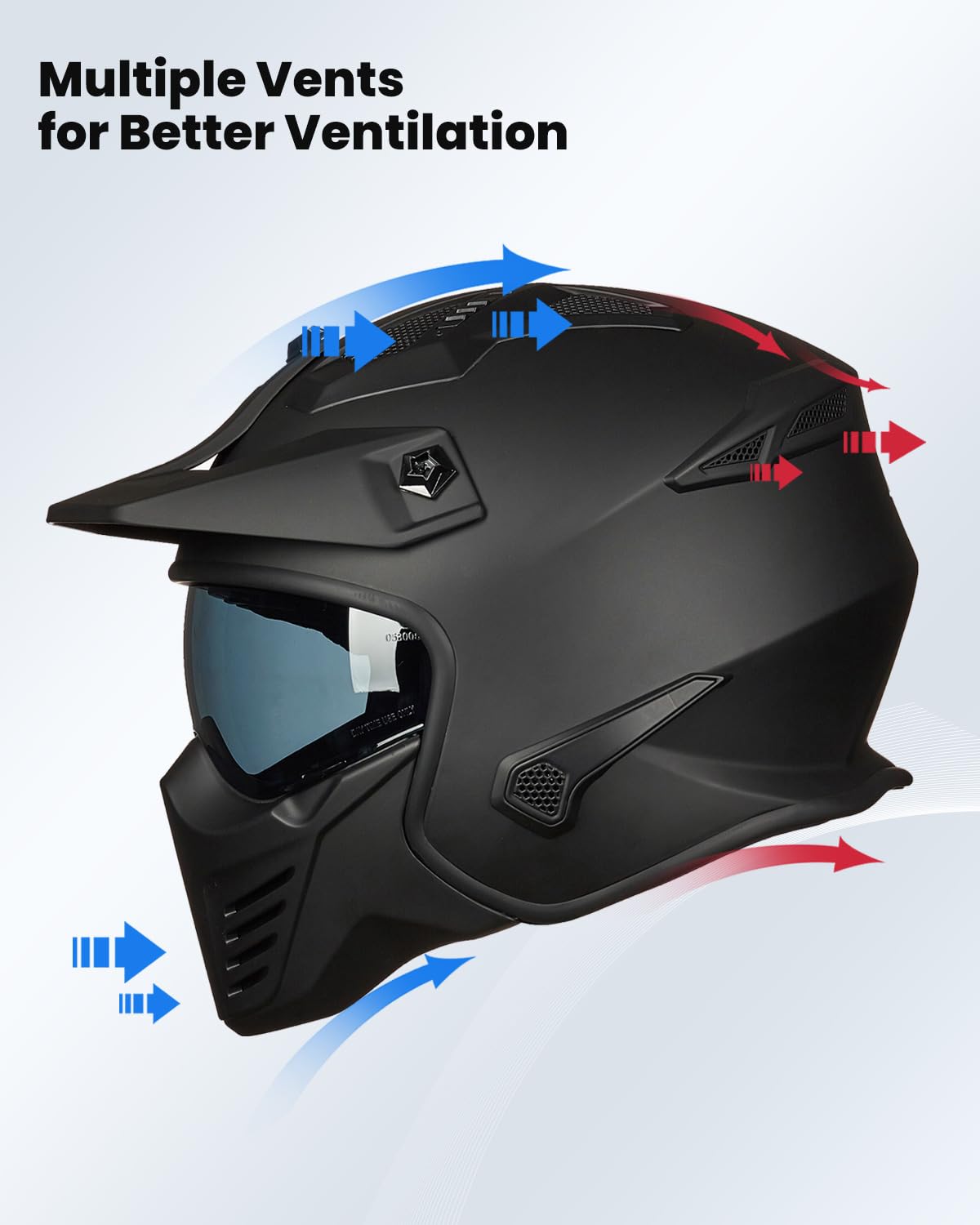 Open Face 3/4 Half Motorcycle Helmet DOT Matte Black M D18798