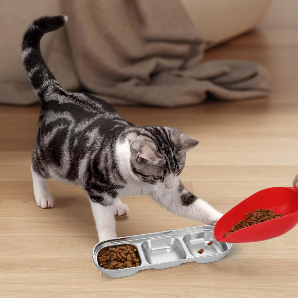 2pcs Stainless Steel Compartment Pet Food Bowls A2600