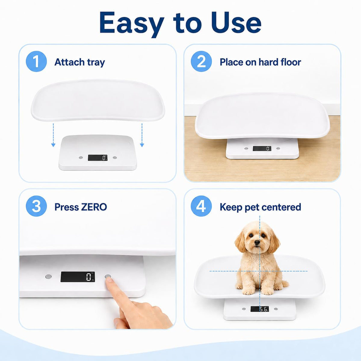 Digital Pet Scale with 1g Resolution and Tape Measure E42854