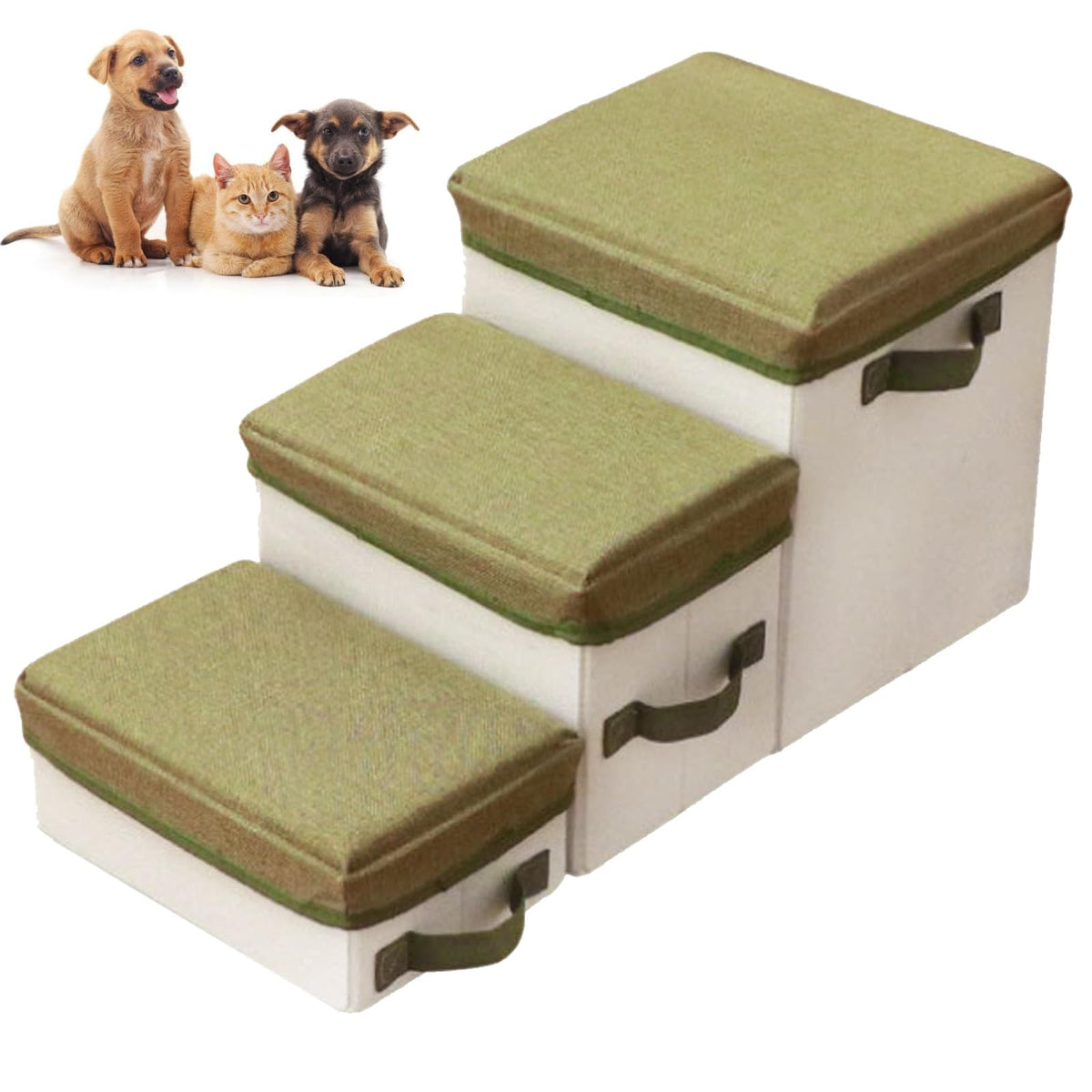 3 Step Foldable Non-Slip Dog Stairs with Storage F259