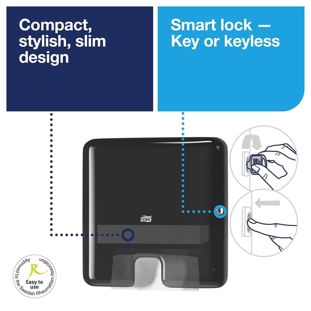 Black Multifold Hand Towel Dispenser and Natural Recycled Hand Towels U57455