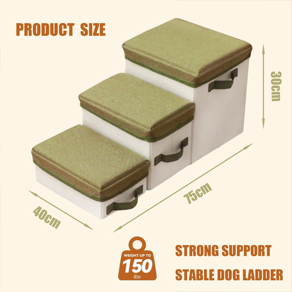 3 Step Foldable Non-Slip Dog Stairs with Storage F259