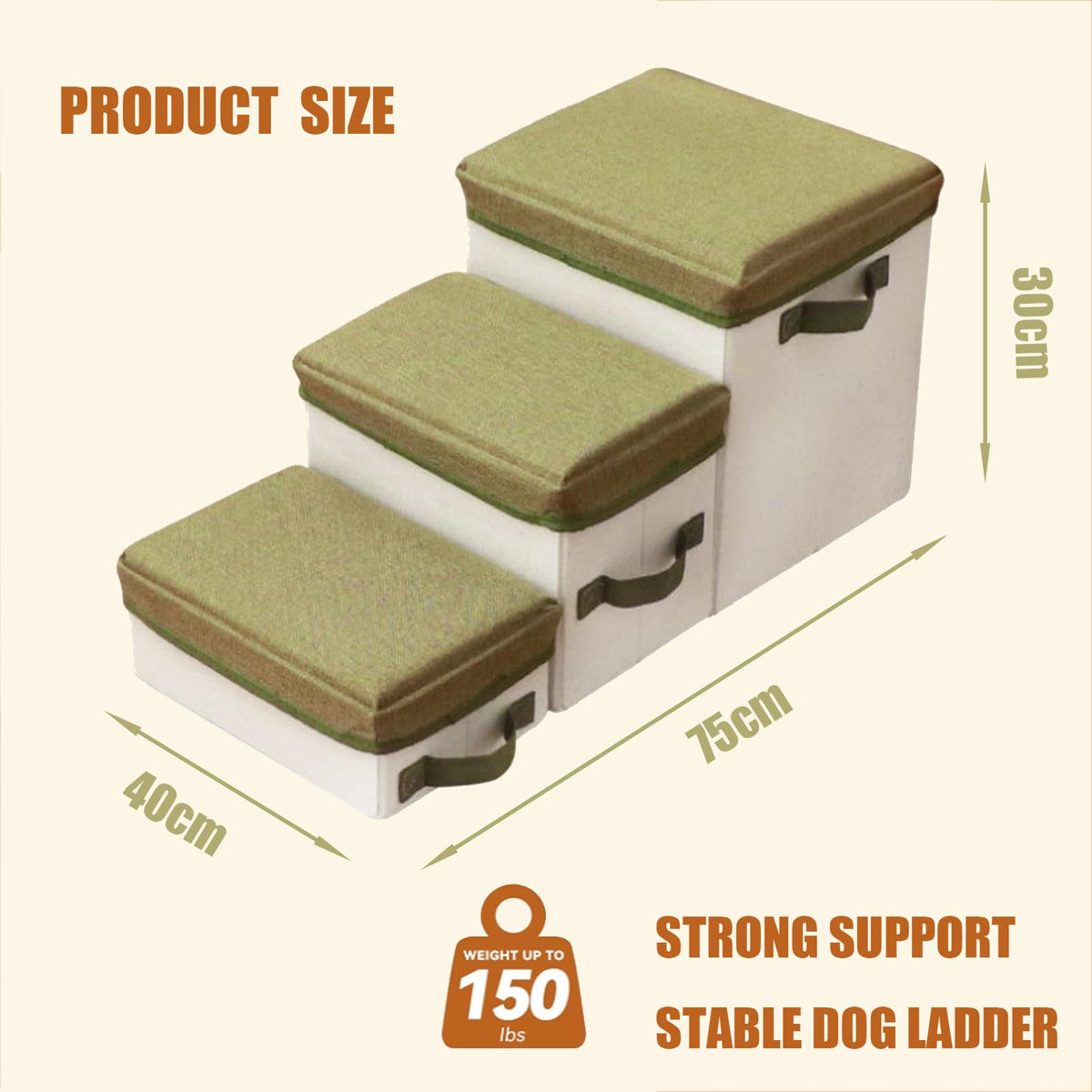 3 Step Foldable Non-Slip Dog Stairs with Storage F259