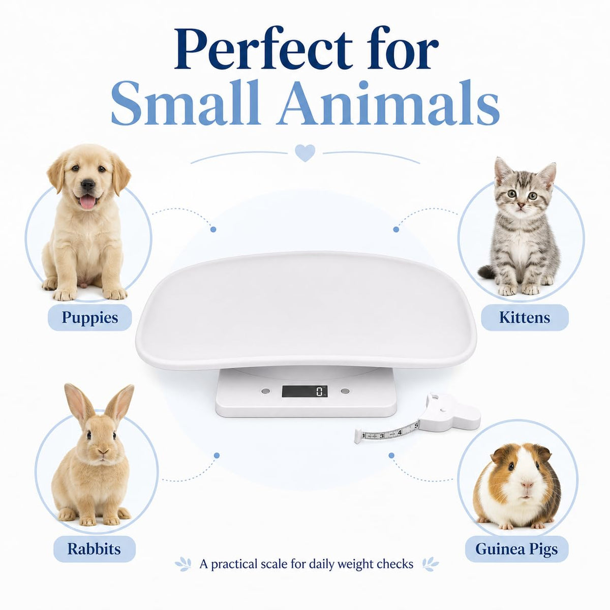 Digital Pet Scale with 1g Resolution and Tape Measure E42854