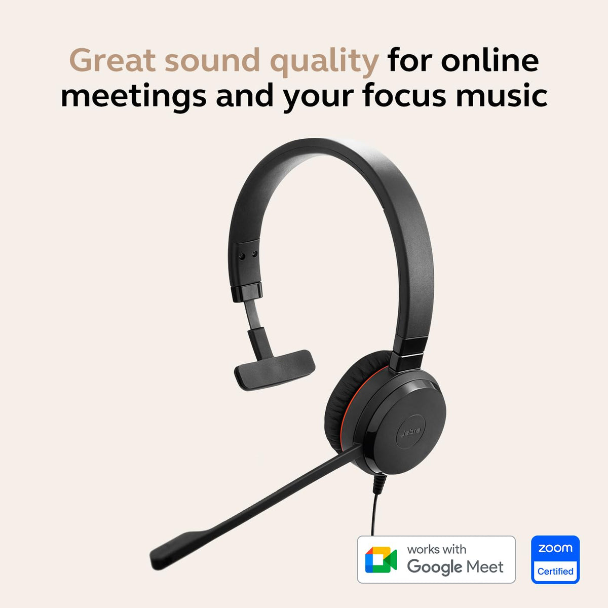 Wired Single-Ear Headset with Mic, Noise-Canceling Microphone, Black B52305