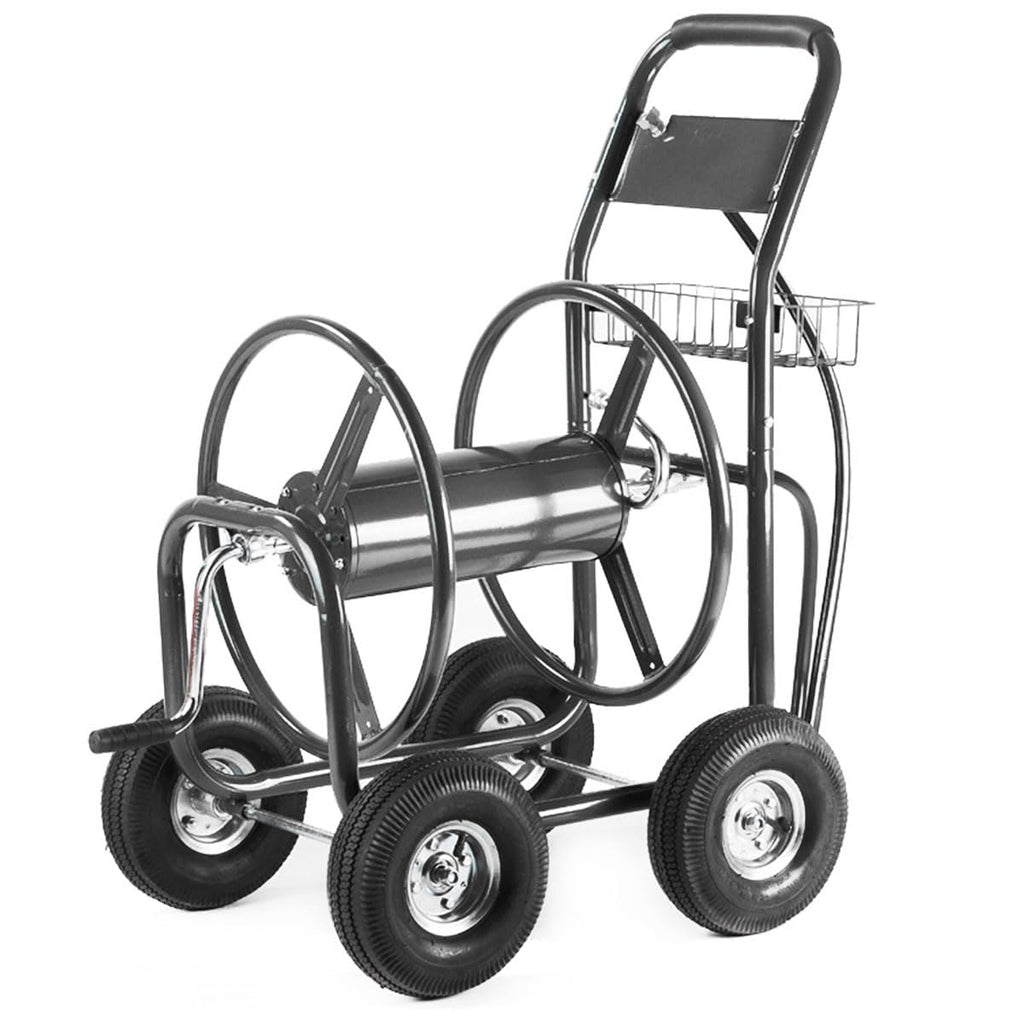 Hose Reel Cart with Wheels, 300-Feet Capacity, Grey O87468