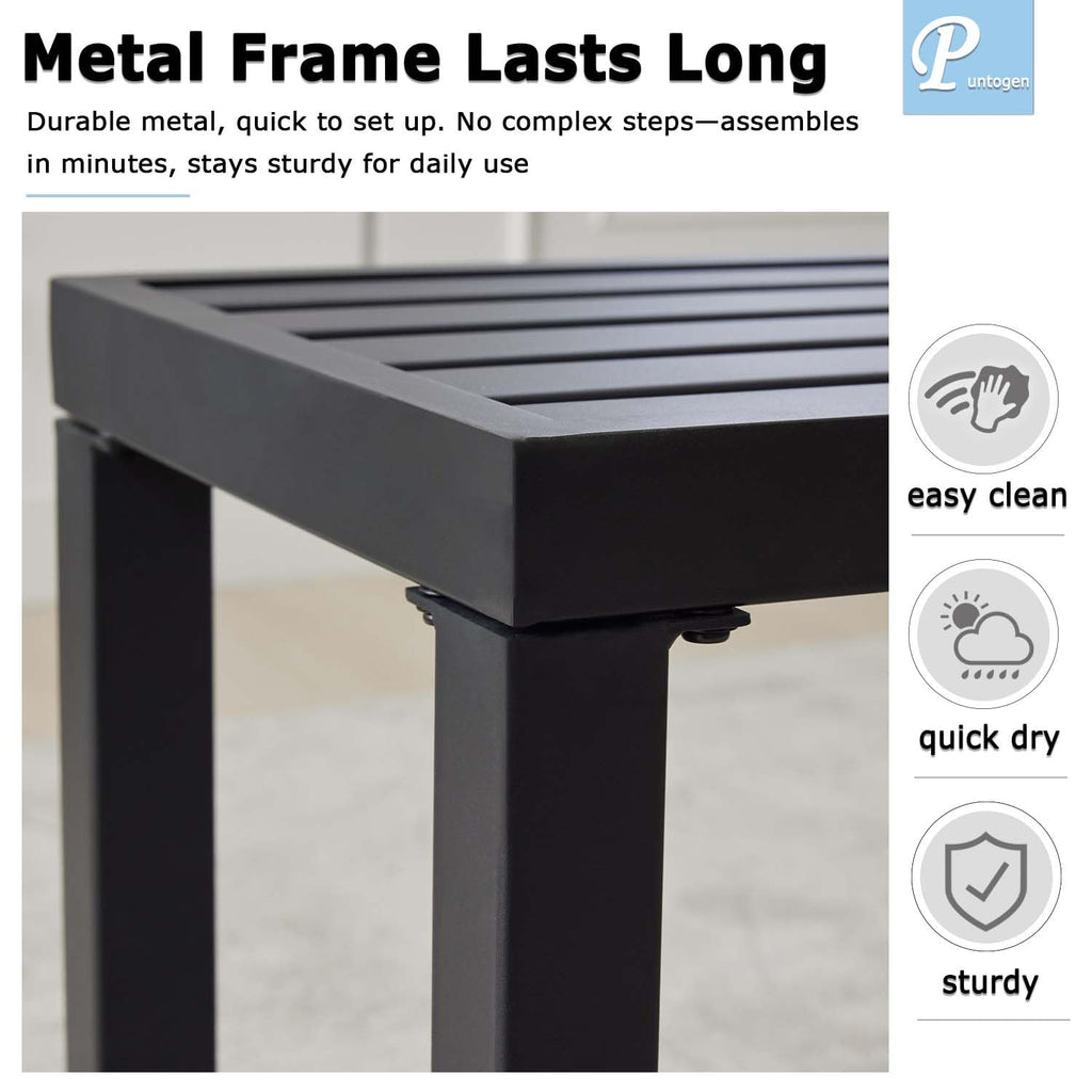 Black 46" Metal Outdoor Bench V61848