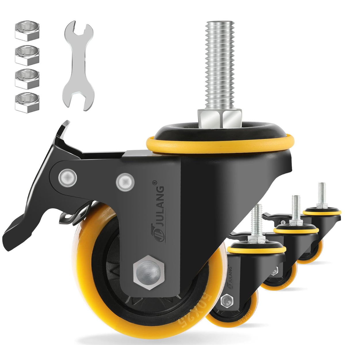 2 inch Threaded Stem Caster Wheels Set of 4 Heavy Duty F958