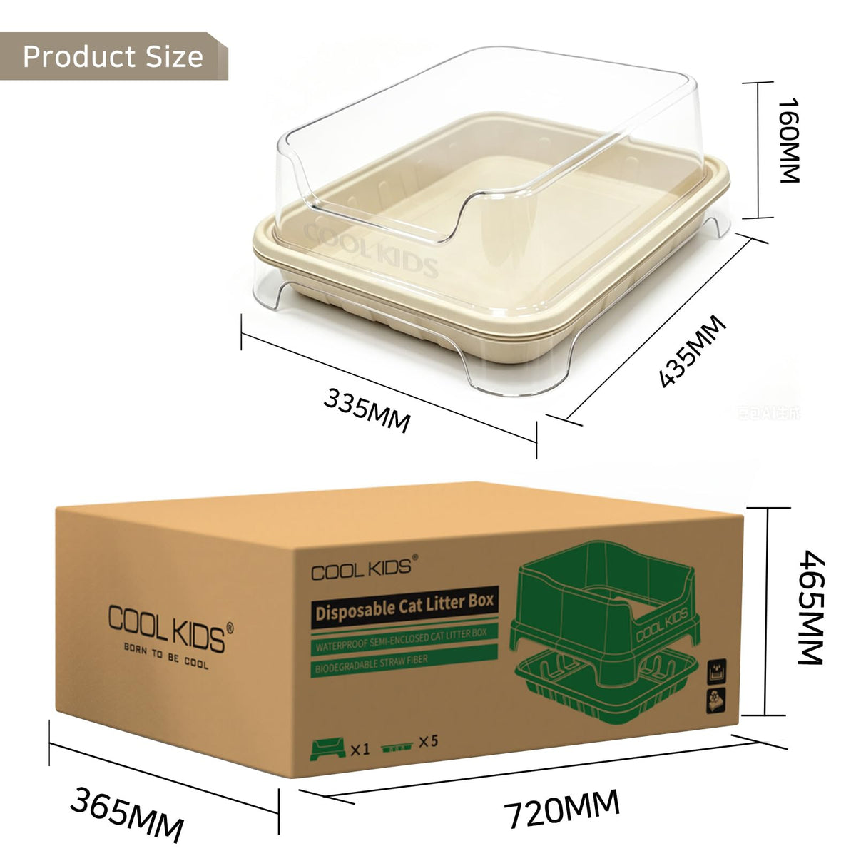 1+5 Pack Disposable Litter Boxes for Cats C41923