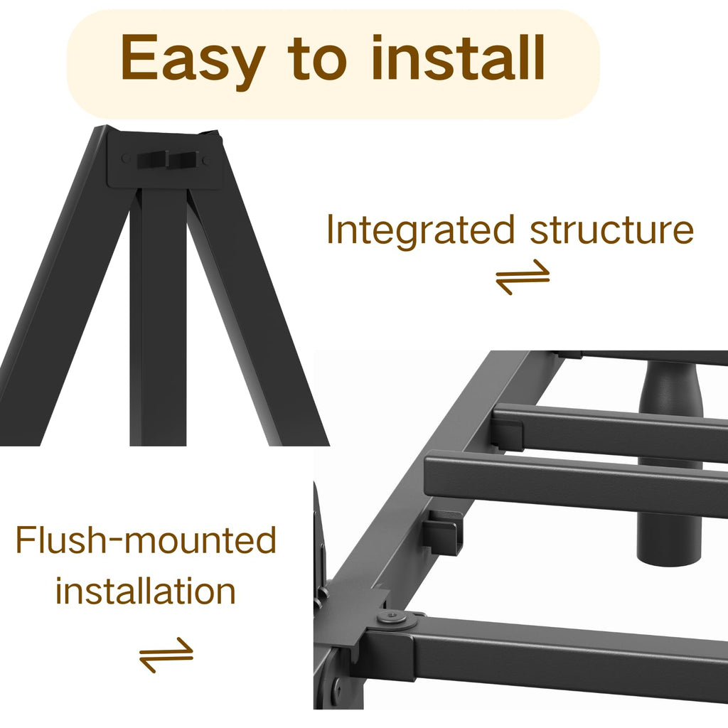 Twin XL Size 18" Black Metal Bed Frame with Storage E95268