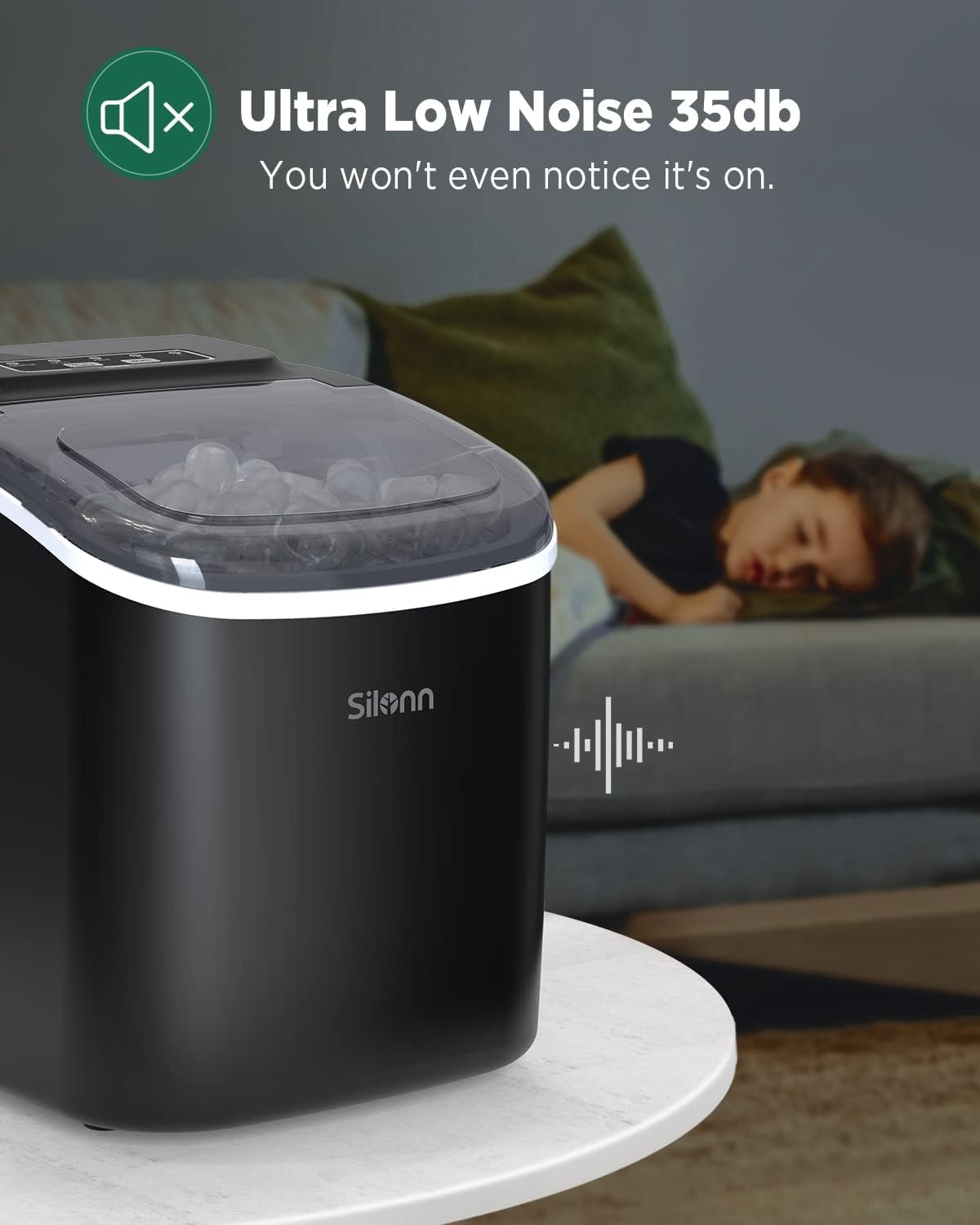 Countertop Ice Maker with Ice Scoop and Basket, Black R1737