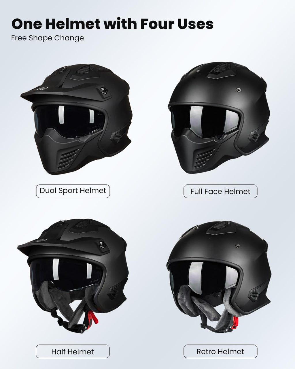 Open Face 3/4 Half Motorcycle Helmet DOT Matte Black M D18798