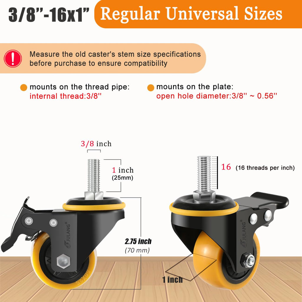 2 inch Threaded Stem Caster Wheels Set of 4 Heavy Duty F958