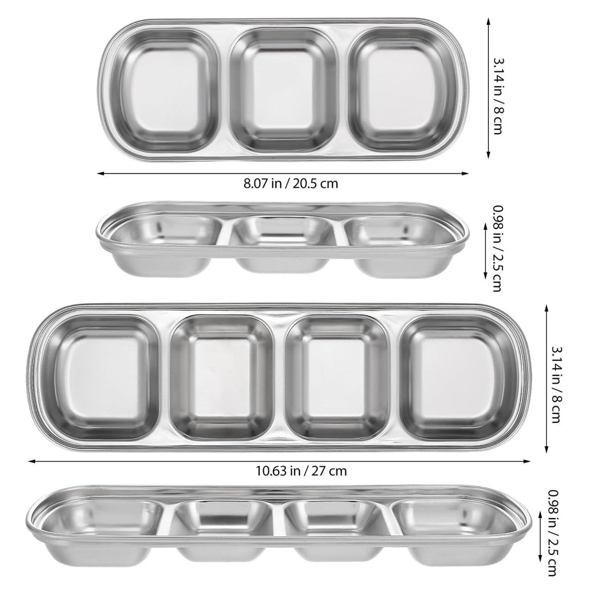 2pcs Stainless Steel Compartment Pet Food Bowls A2600