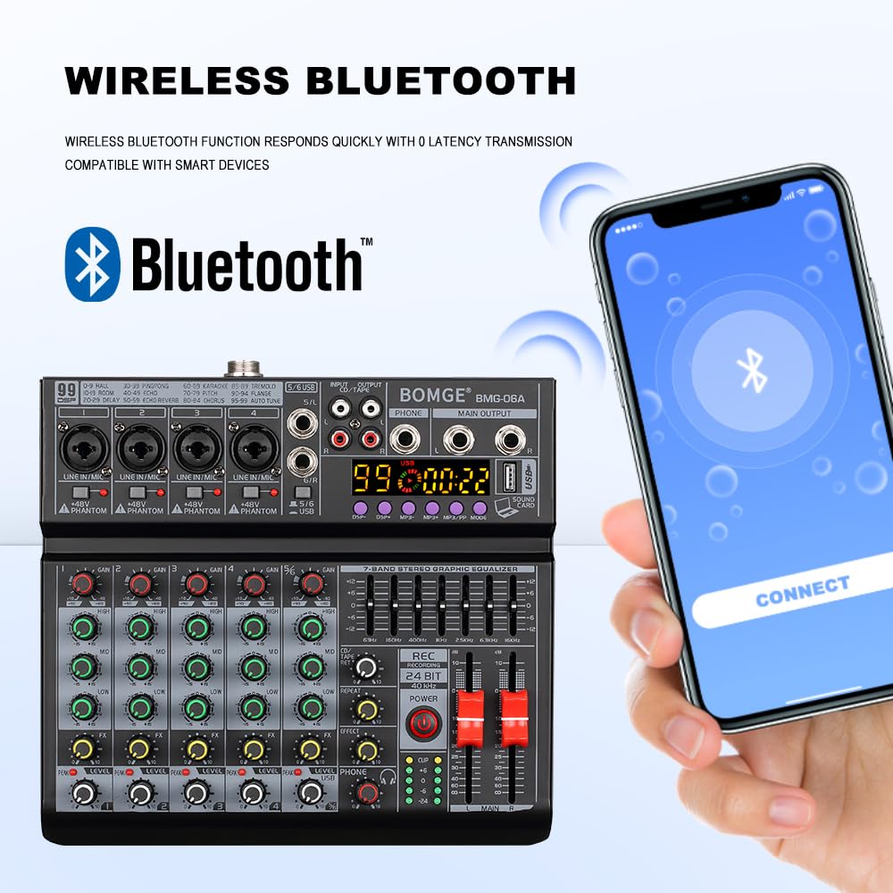 6 Channel DJ Audio Mixer with 99 DSP Effects X94812