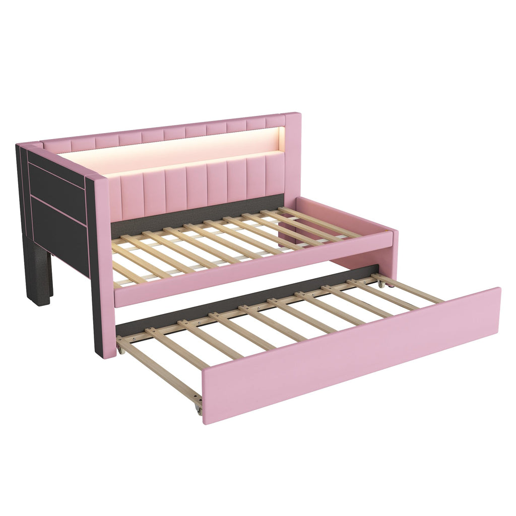 Pink Twin Size Daybed with Trundle D939