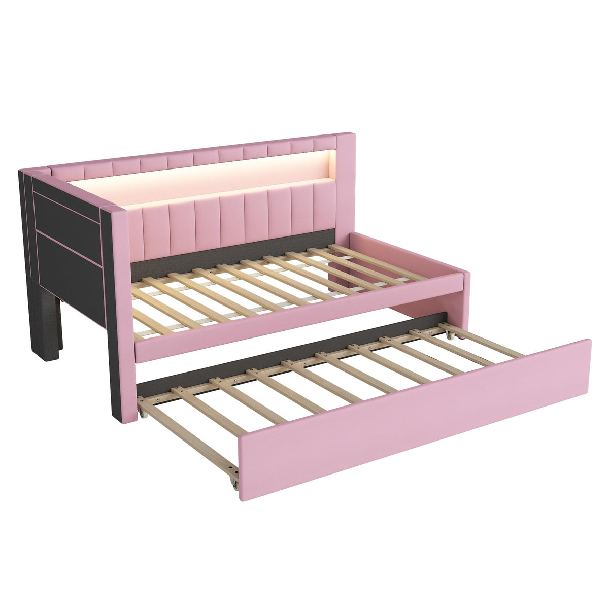 Pink Twin Size Daybed with Trundle D939