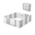 18 Panel Grey White Foldable Kids Playpen Safety Lock Gate Y5329