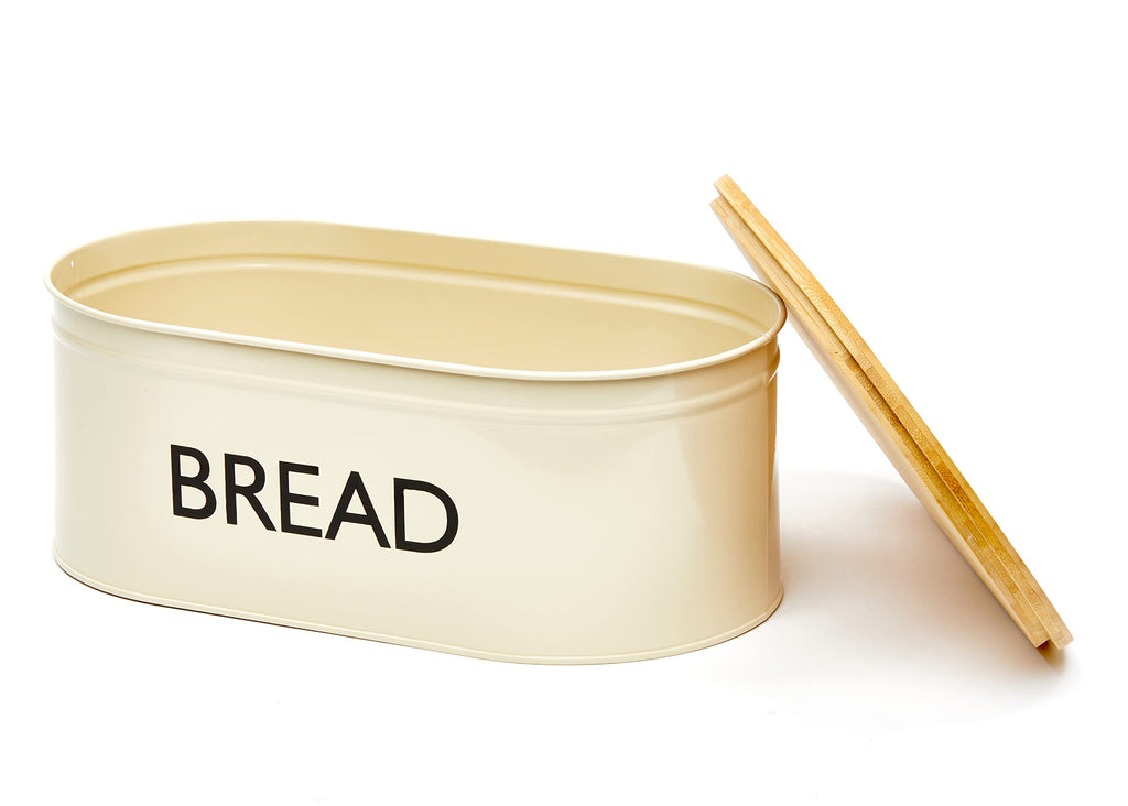 Metal Bread Box with Bamboo Lid C61849