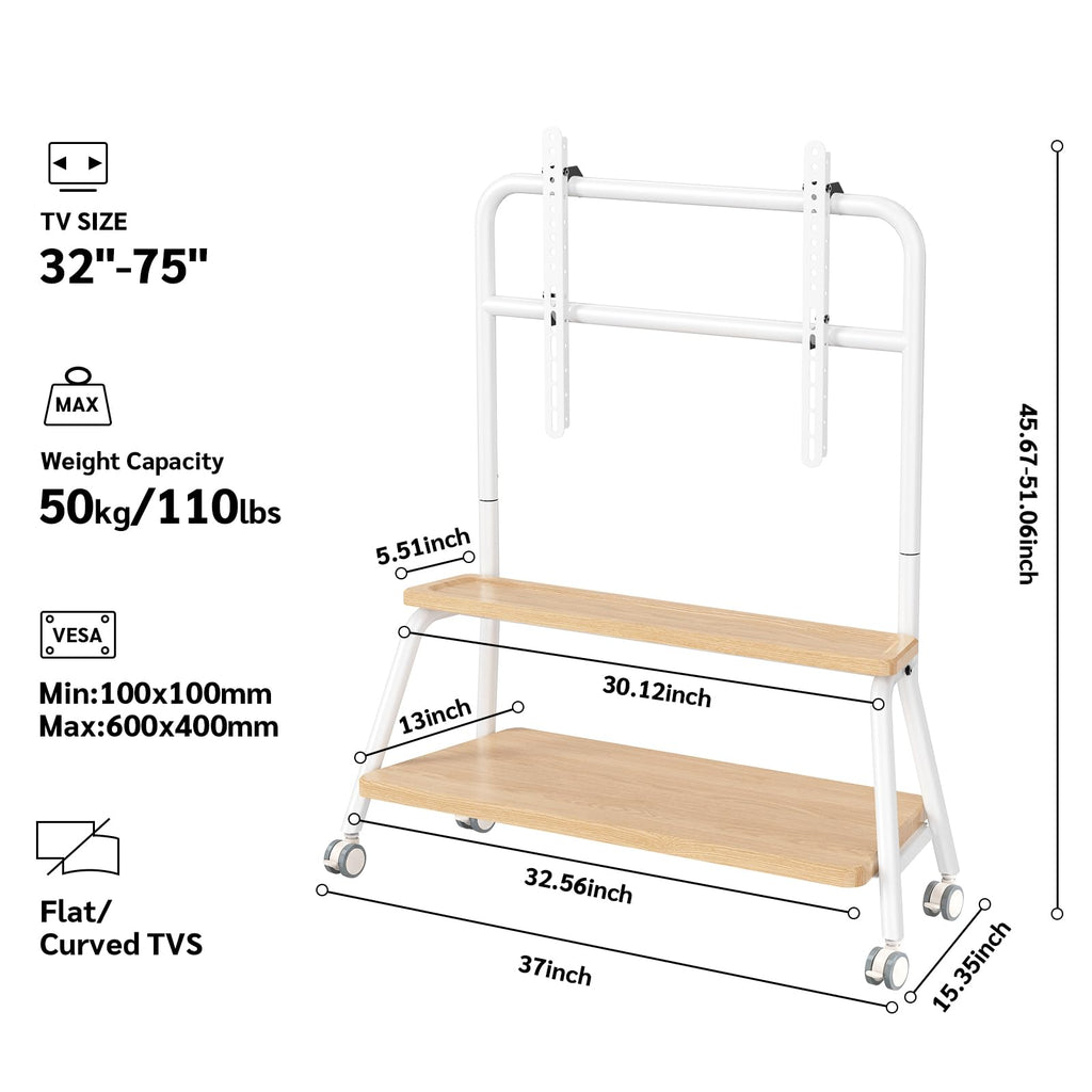 Mobile TV Stand on Wheels for 32-75 Inch TVs U57682