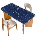 Silver Speckle Fitted Rectangle Tablecloth 32" x 72" Navy Blue Elastic Waterproof Table Cover C708