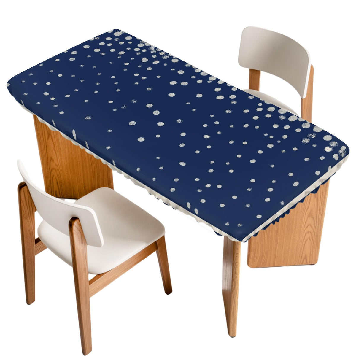 Silver Speckle Fitted Rectangle Tablecloth 32" x 72" Navy Blue Elastic Waterproof Table Cover C708