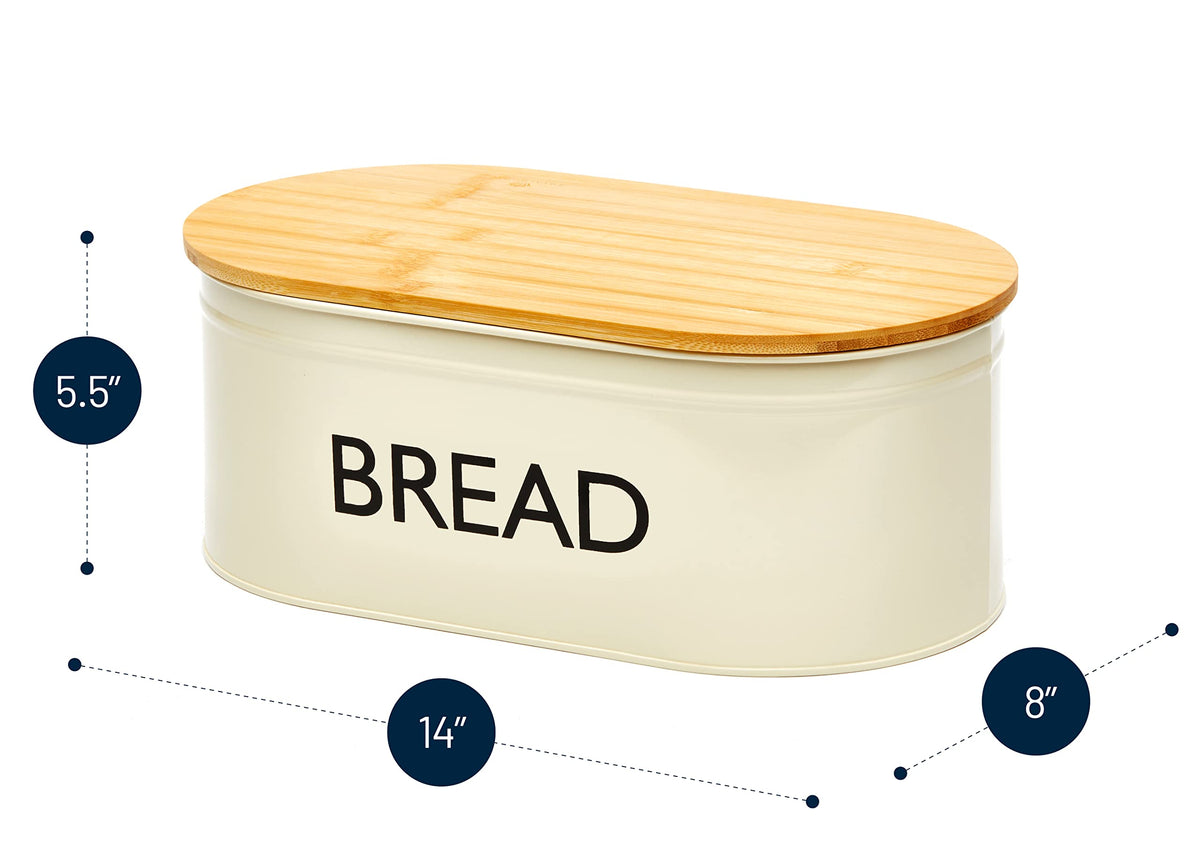 Metal Bread Box with Bamboo Lid C61849