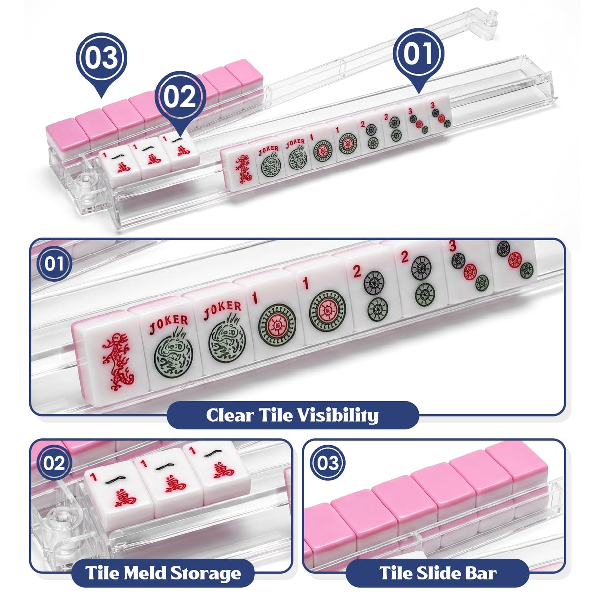 Clear Mahjong Racks with Pushers, 4-Pack X659