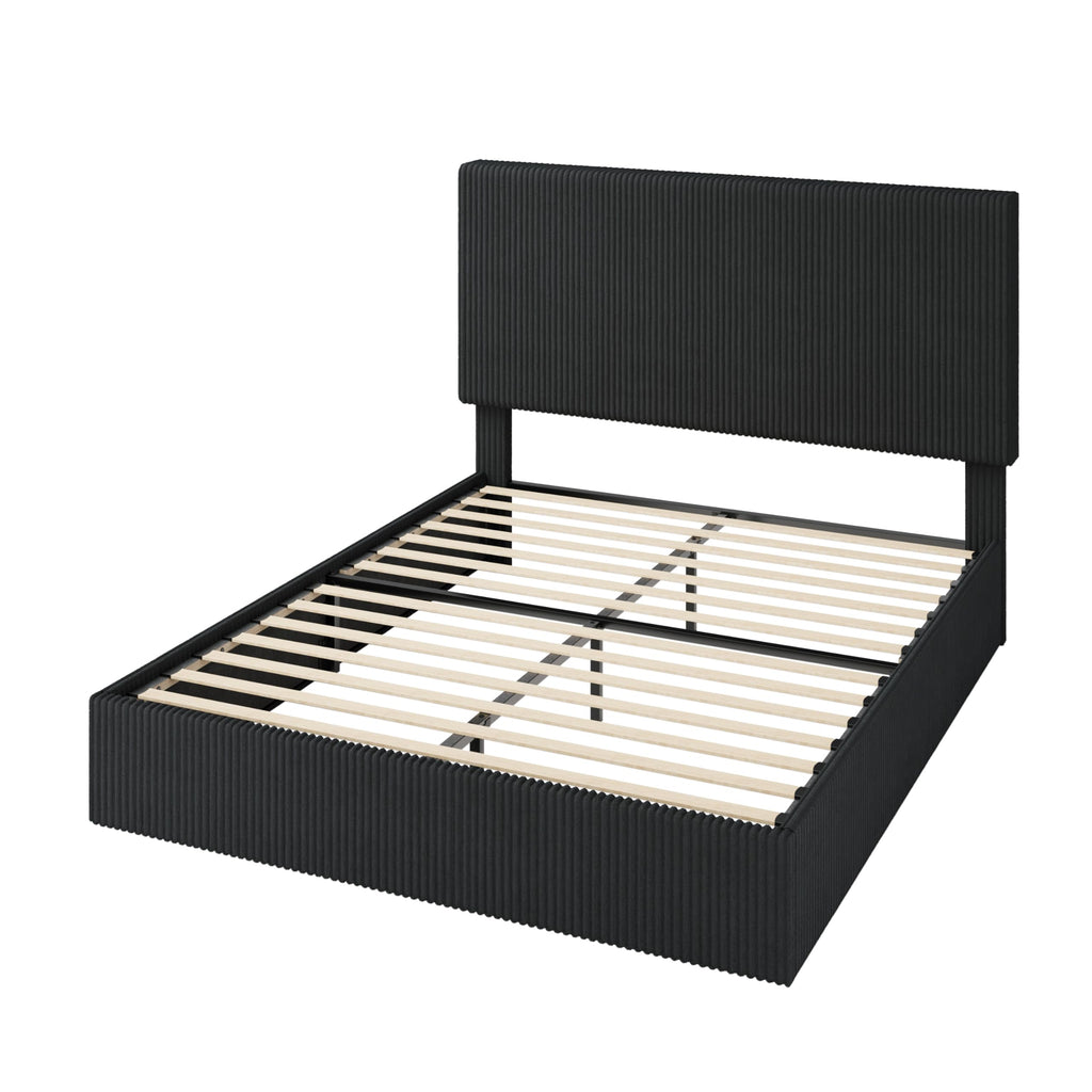 Queen Bed Frame with Adjustable Corduroy Headboard N9488