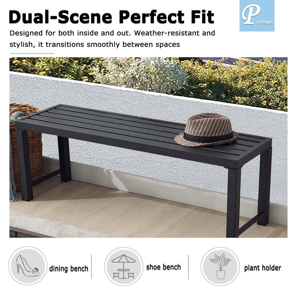 Black 46" Metal Outdoor Bench V61848
